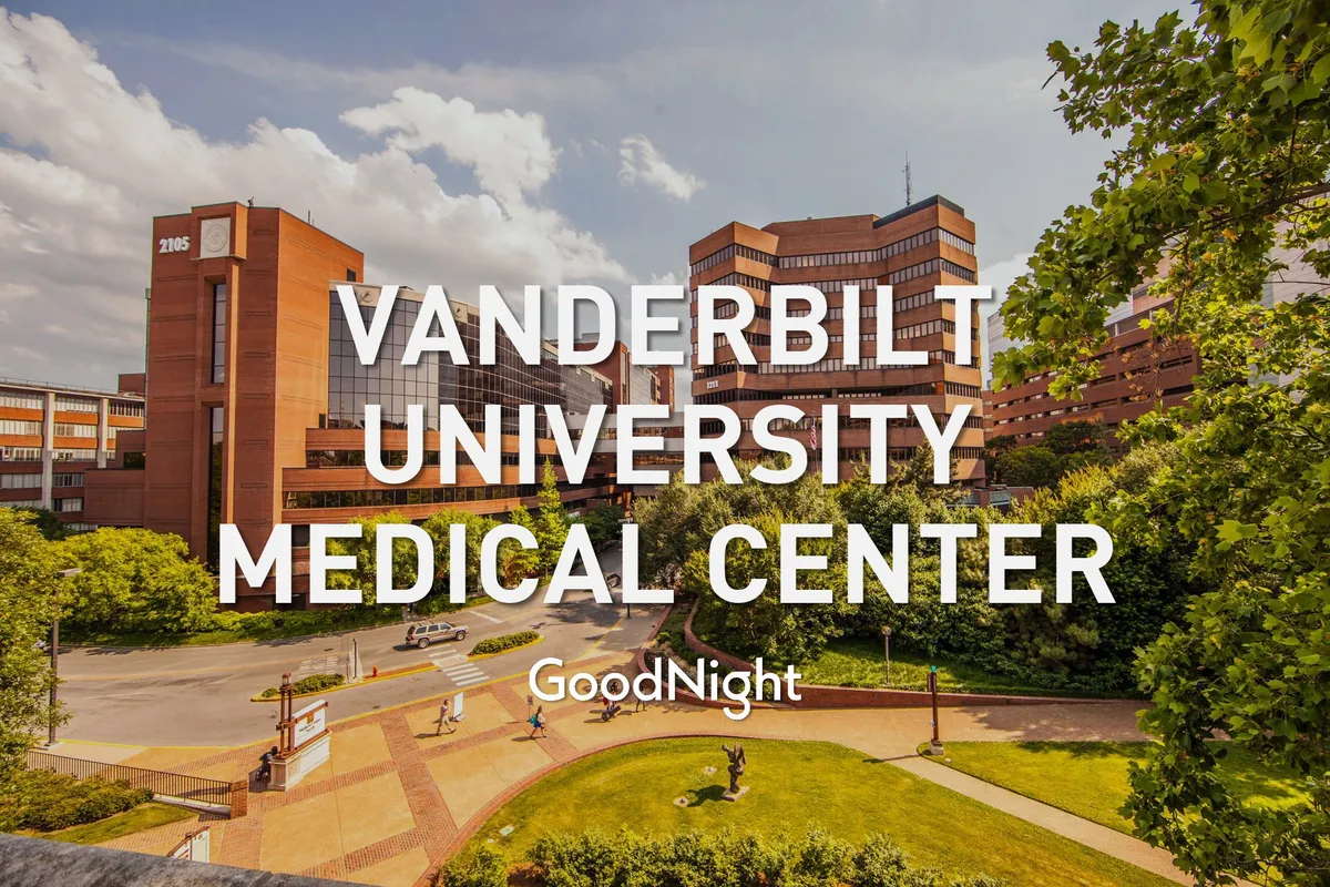 This image shows the Vanderbilt University Medical Center building surrounded by landscaped greenery and walkways, capturing one of Midtown Nashville’s most significant business and academic hubs.